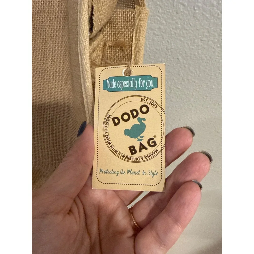 The Dodo Bag Co Jute Carryall Messenger‎ Bag OS Floral Burlap Boho Tan